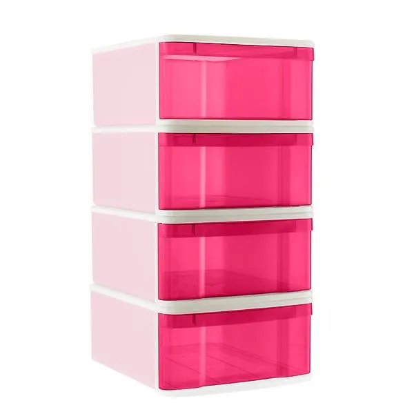 Case of 4 Large Tint Stacking Drawers Fuchsia