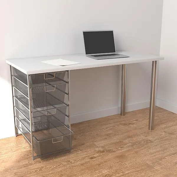 Elfa Classic Elfa Desk with Drawer Unit White & Platinum