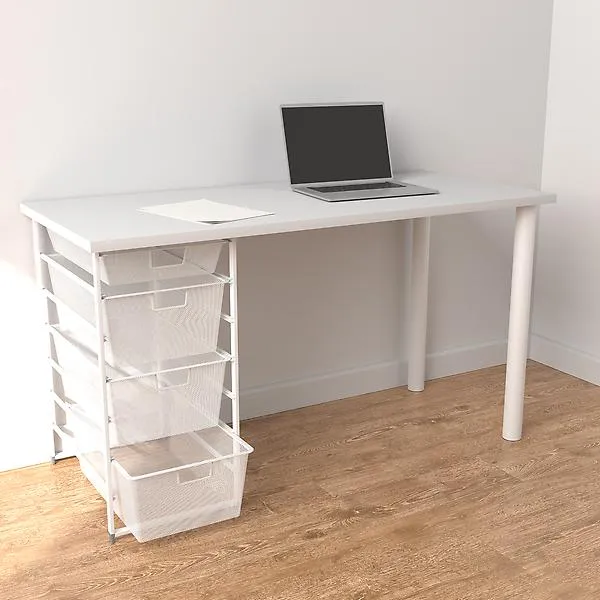 Elfa Classic Elfa Desk with Drawer Unit White & White