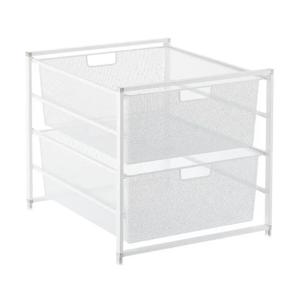 Elfa Medium Mesh 2-Drawer Unit White