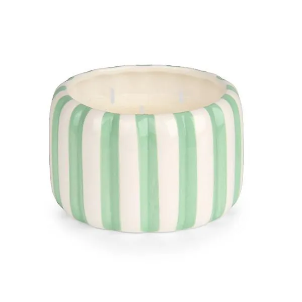 15OZ Candle Jar Stripe Ceramic 3 Green