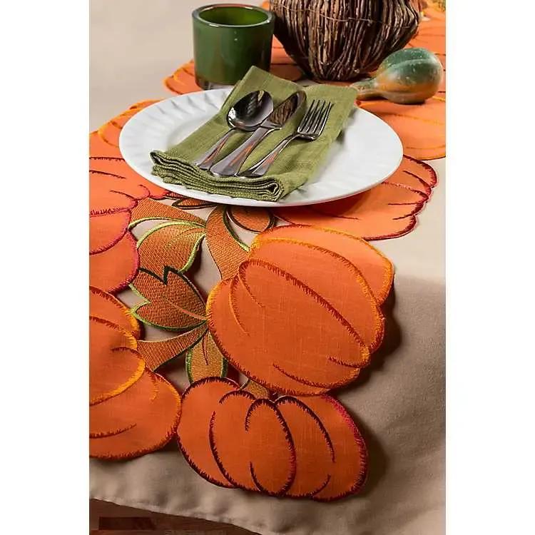 Embroidered Pumpkin Table Runner