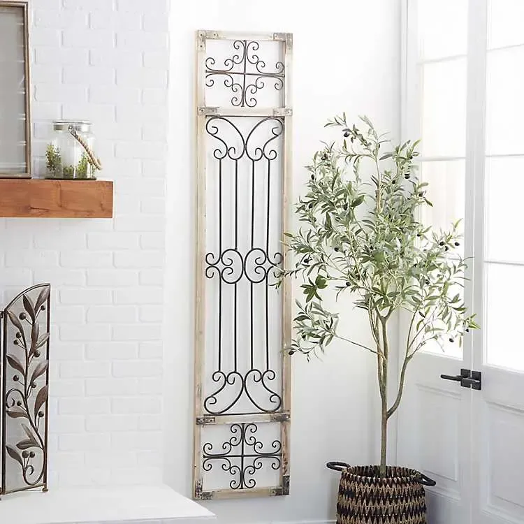 Gray Angelic Scrollwork Panel Wall Plaque