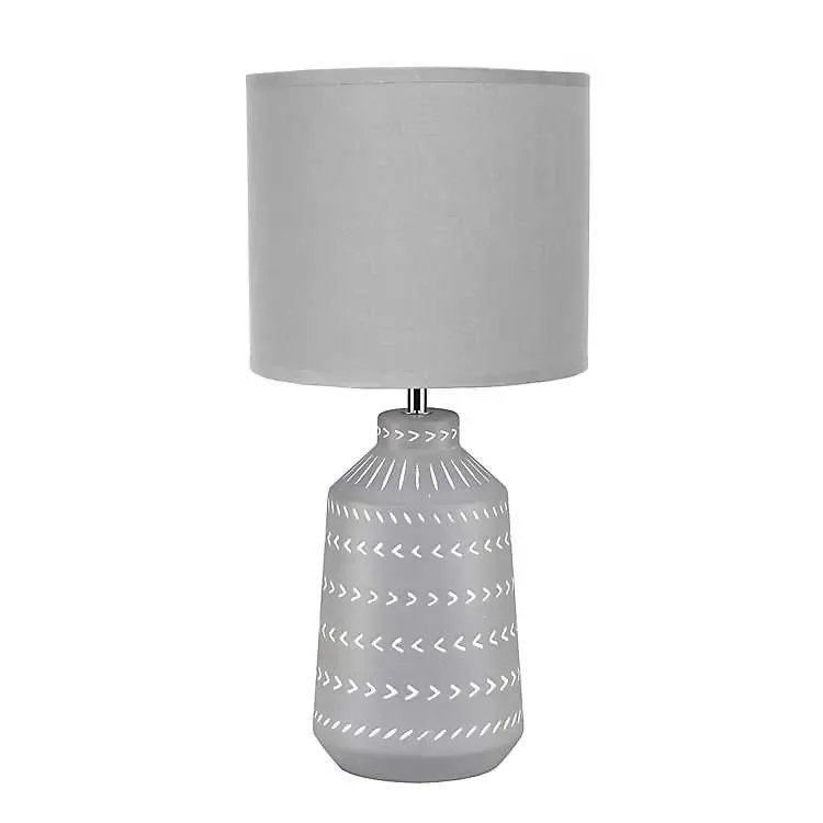 Gray Ceramic Boho Pattern Table Lamp