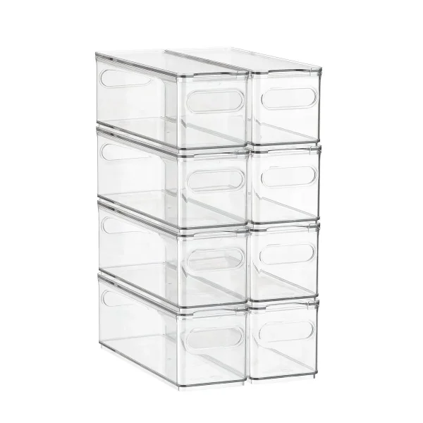 Case of 8 T.H.E. Narrow Fridge Bin Clear