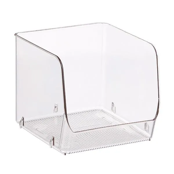 iDesign Linus Medium Open Stacking Bin Clear