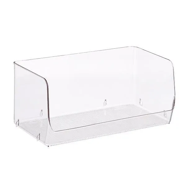 iDesign Linus Wide Open Stacking Bin Clear