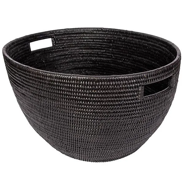 Artifacts Trading Company Rattan Basket with Cutout Tudor Black