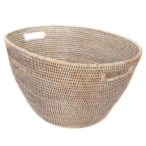 Artifacts Trading Company Rattan Basket with Cutout White Wash