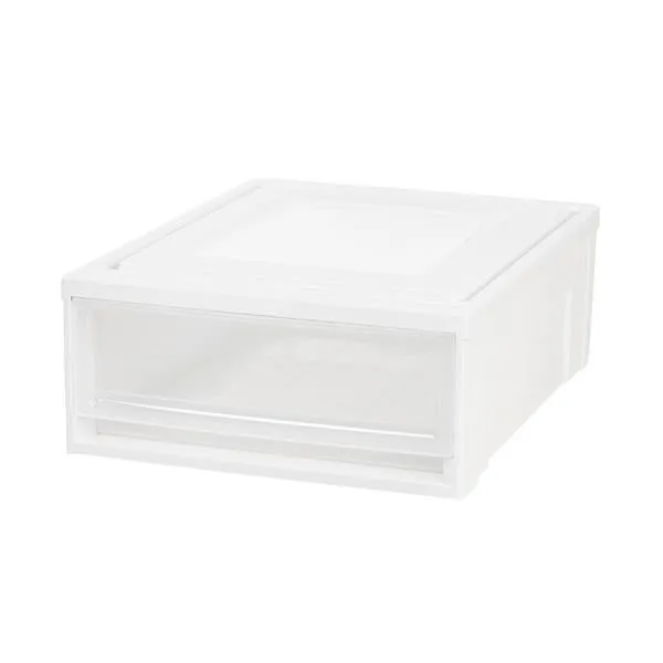 Iris 22 Quart Stacking Drawer White/Clear