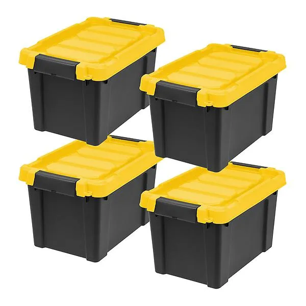 Iris 5 Gallon Store-It-All Tote Black Set of 4